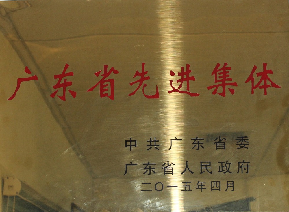 2015年4月荣获中共广东省委、广东省人民政府授予广东省先进集体